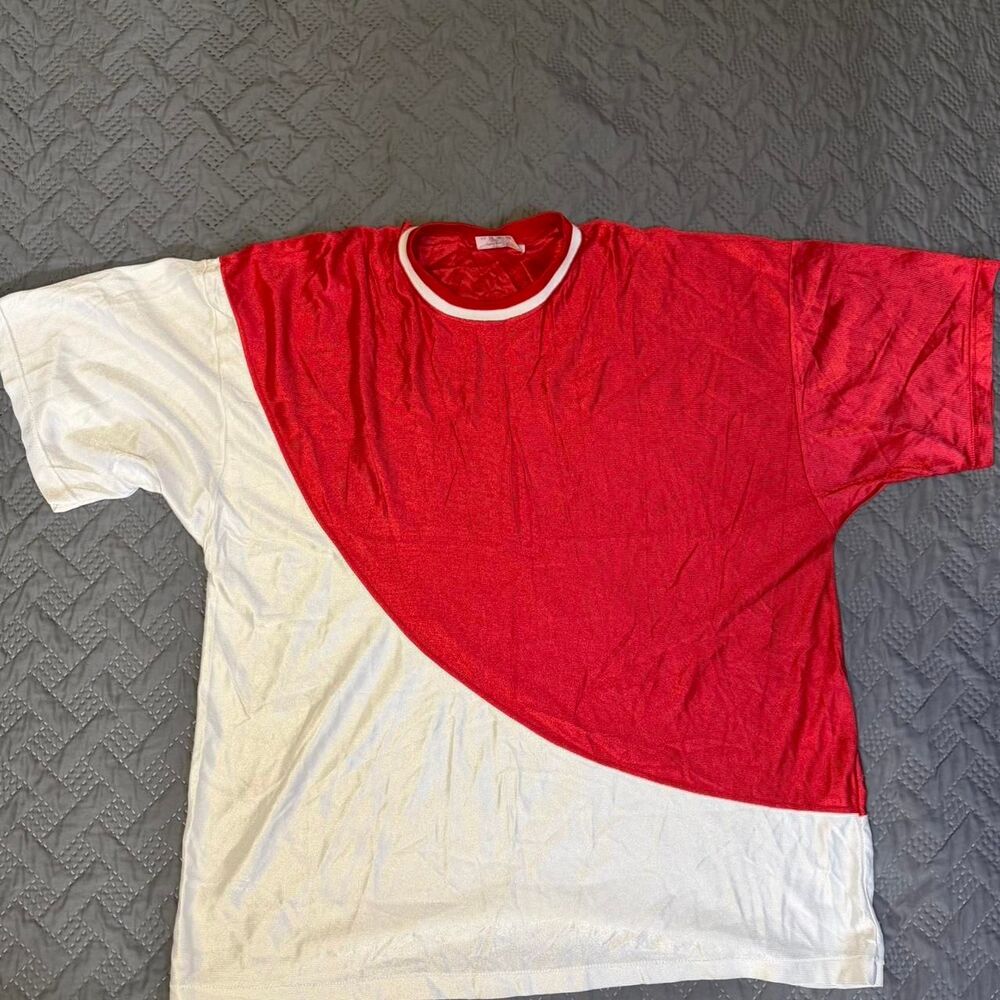 Vintage 80s Made In USA Dodger Blank Jersey Single stitch bottom Size Large